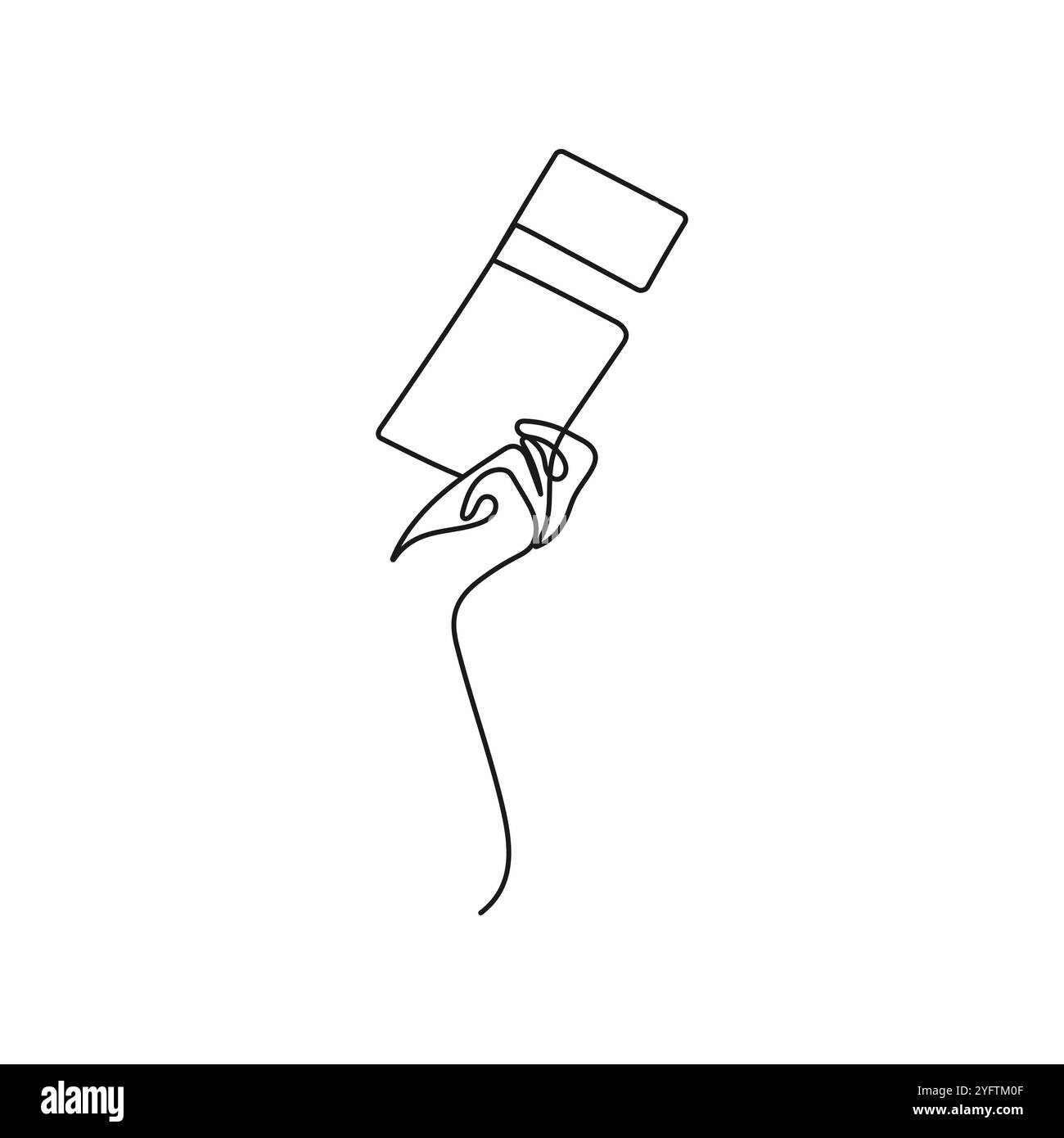 Main humaine tenant un ticket. Une seule ligne Illustration vectorielle dessinée à la main. Illustration de Vecteur