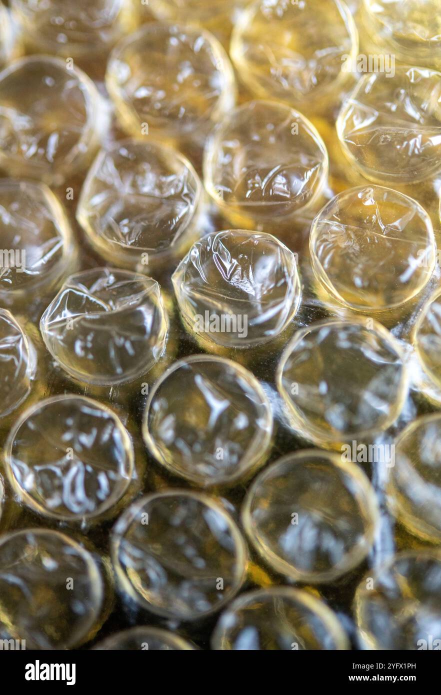 Détail abstrait de papier bulle en plastique Banque D'Images