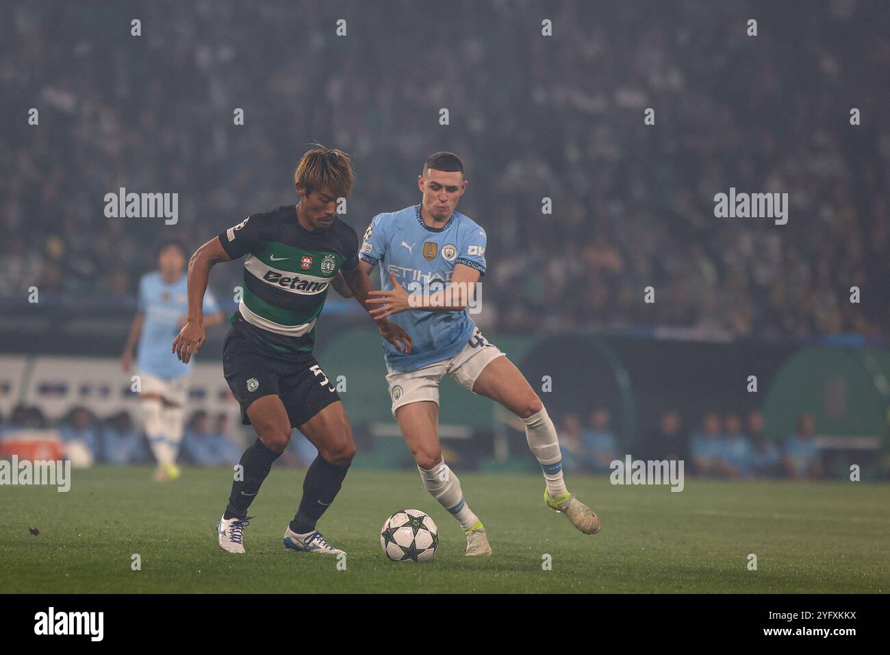 Portugal. 05 novembre 2024. Phil Foden milieu de terrain de Manchester City lors du match MD4 de l'UEFA Champions League 2024/25 entre le Sporting Clube de Portugal et Manchester City à l'Estadio Jose Alvalade le 05 novembre 2024 à Lisbonne, Portugal. UEFA Champions League - Sporting CP vs Manchester City (Valter Gouveia/SPP) crédit : SPP Sport Press photo. /Alamy Live News Banque D'Images