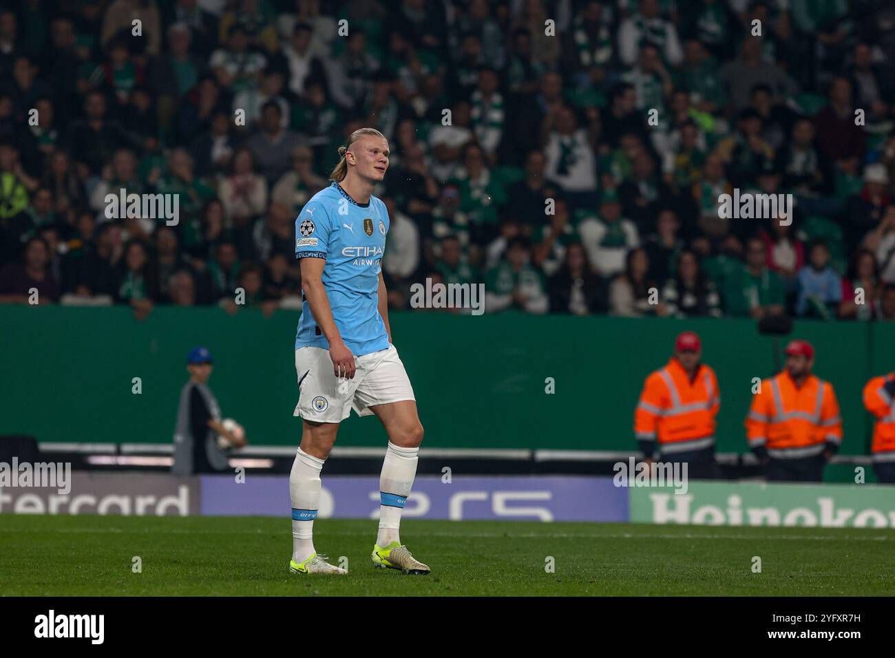 Portugal. 05 novembre 2024. Erling Haaland attaquant de Manchester City lors du match de la phase MD4 de l'UEFA Champions League 2024/25 entre le Sporting Clube de Portugal et Manchester City à l'Estadio Jose Alvalade le 05 novembre 2024 à Lisbonne, Portugal. UEFA Champions League - Sporting CP vs Manchester City (Valter Gouveia/SPP) crédit : SPP Sport Press photo. /Alamy Live News Banque D'Images