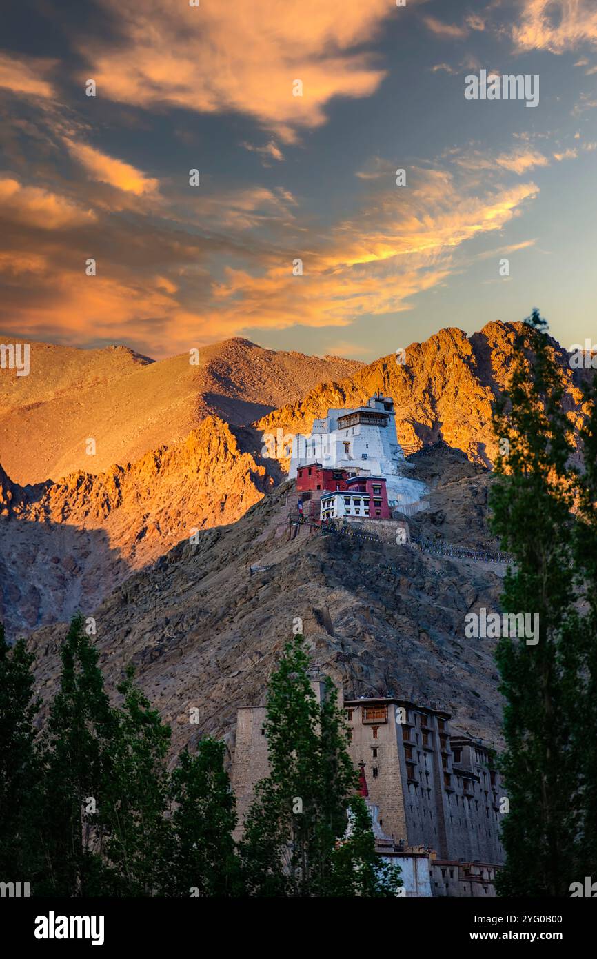 Le monastère bouddhiste de Leh connu sous le nom de Temple tsemo Maitreya ou Namgyal tsemo Monastère ou Namgyal tsemo Gompa. Il a été fondé par le roi Tashi Namgyal. Banque D'Images