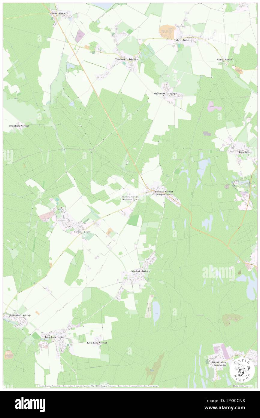 Vorwerk Hornow, DE, Allemagne, Brandebourg, N 51 38' 32'', N 14 32' 10'', carte, Carthascapes carte publiée en 2024. Explorez Cartascapes, une carte qui révèle la diversité des paysages, des cultures et des écosystèmes de la Terre. Voyage à travers le temps et l'espace, découvrir l'interconnexion du passé, du présent et de l'avenir de notre planète. Banque D'Images