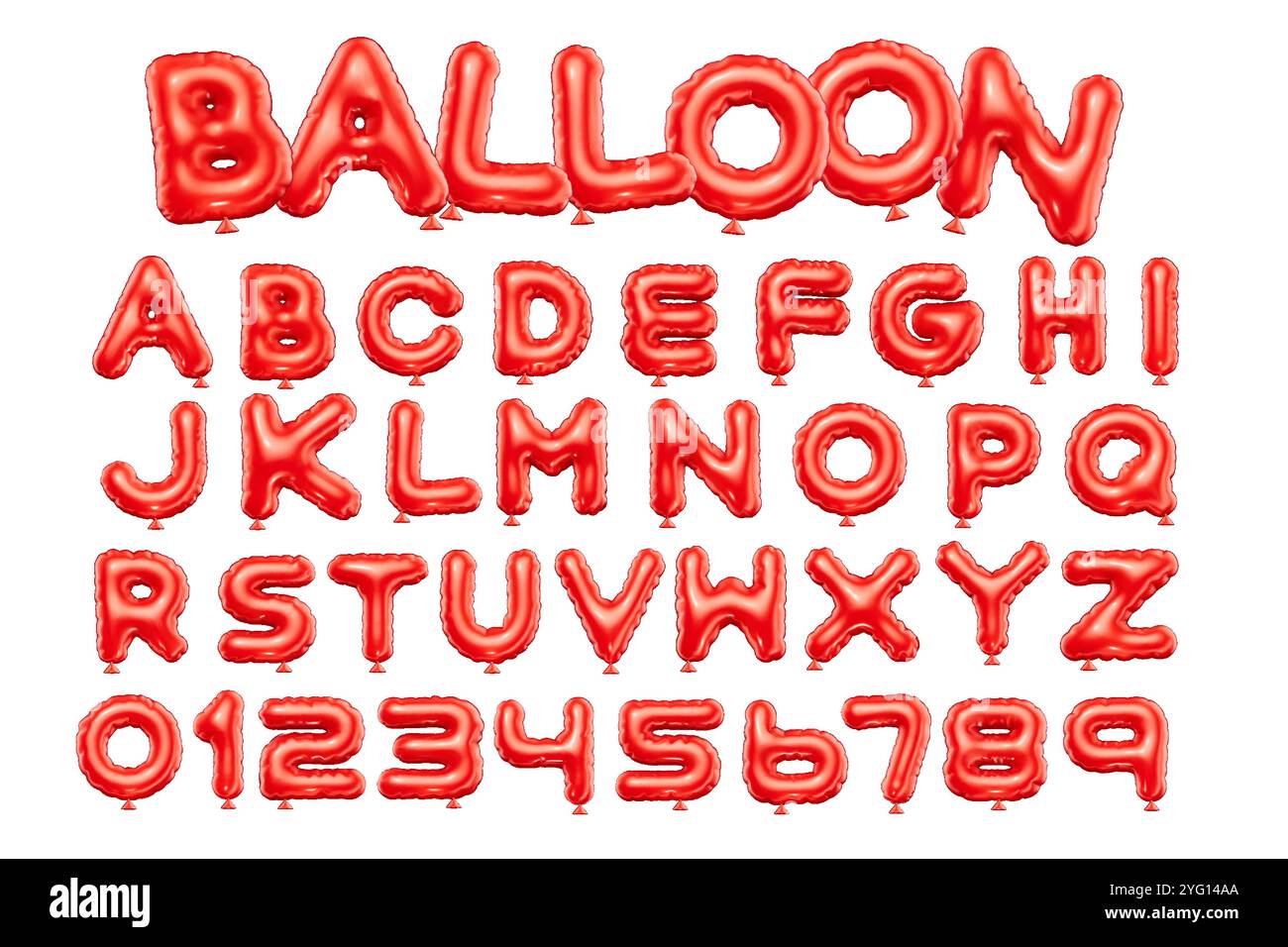 vecteur de style 3d de l'alphabet de ballon rouge brillant gonflé et des chiffres sur fond blanc Illustration de Vecteur