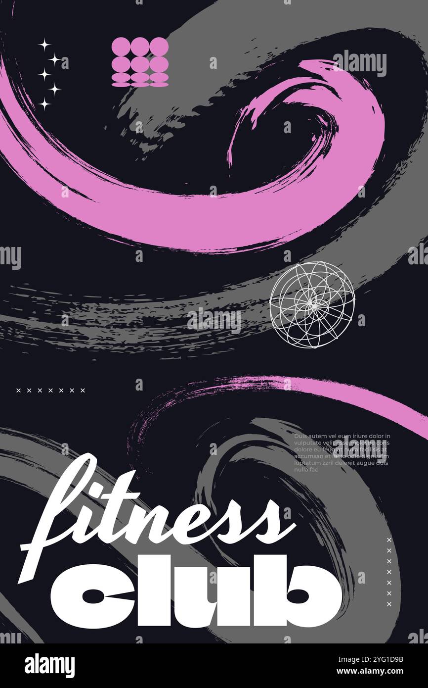 Design d'affiche d'art sportif abstrait avec texture de pinceau gris et rose. Modèle pour Poster, Flyer ou Cover Design Illustration de Vecteur
