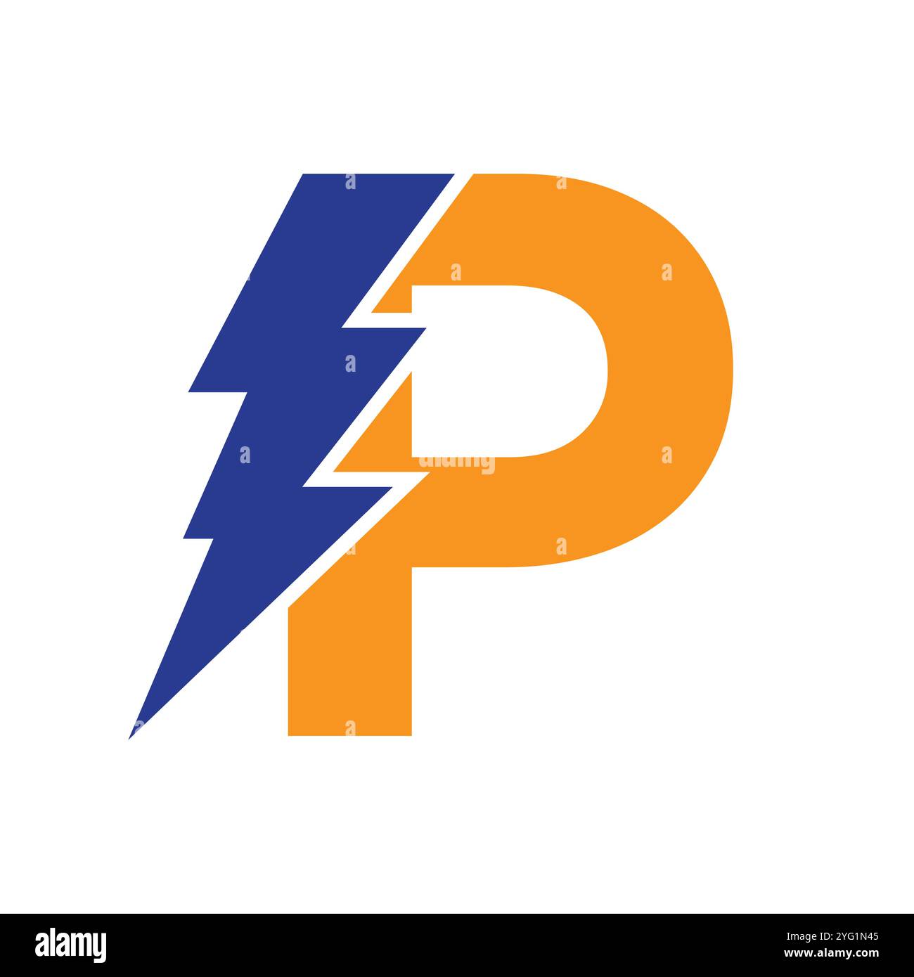Lettre P pour combinaison de logo électrique avec l'icône Lightning Thunder Bolt. Design du logo Power Illustration de Vecteur