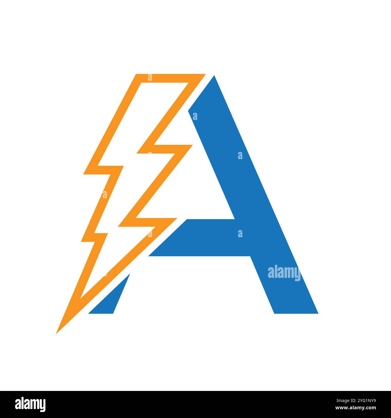 Lettre A pour combinaison de logo électrique avec l'icône Lightning Thunder Bolt. Design du logo Power Illustration de Vecteur