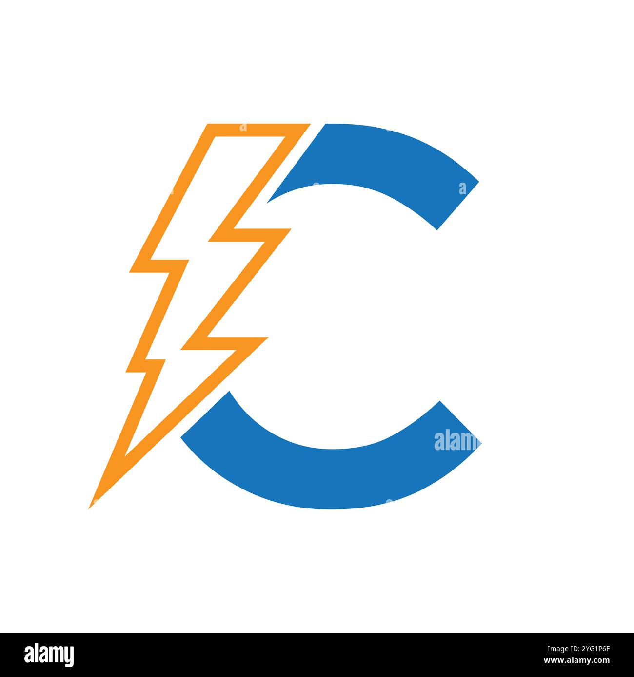 Lettre C pour combinaison de logo électrique avec l'icône Lightning Thunder Bolt. Design du logo Power Illustration de Vecteur