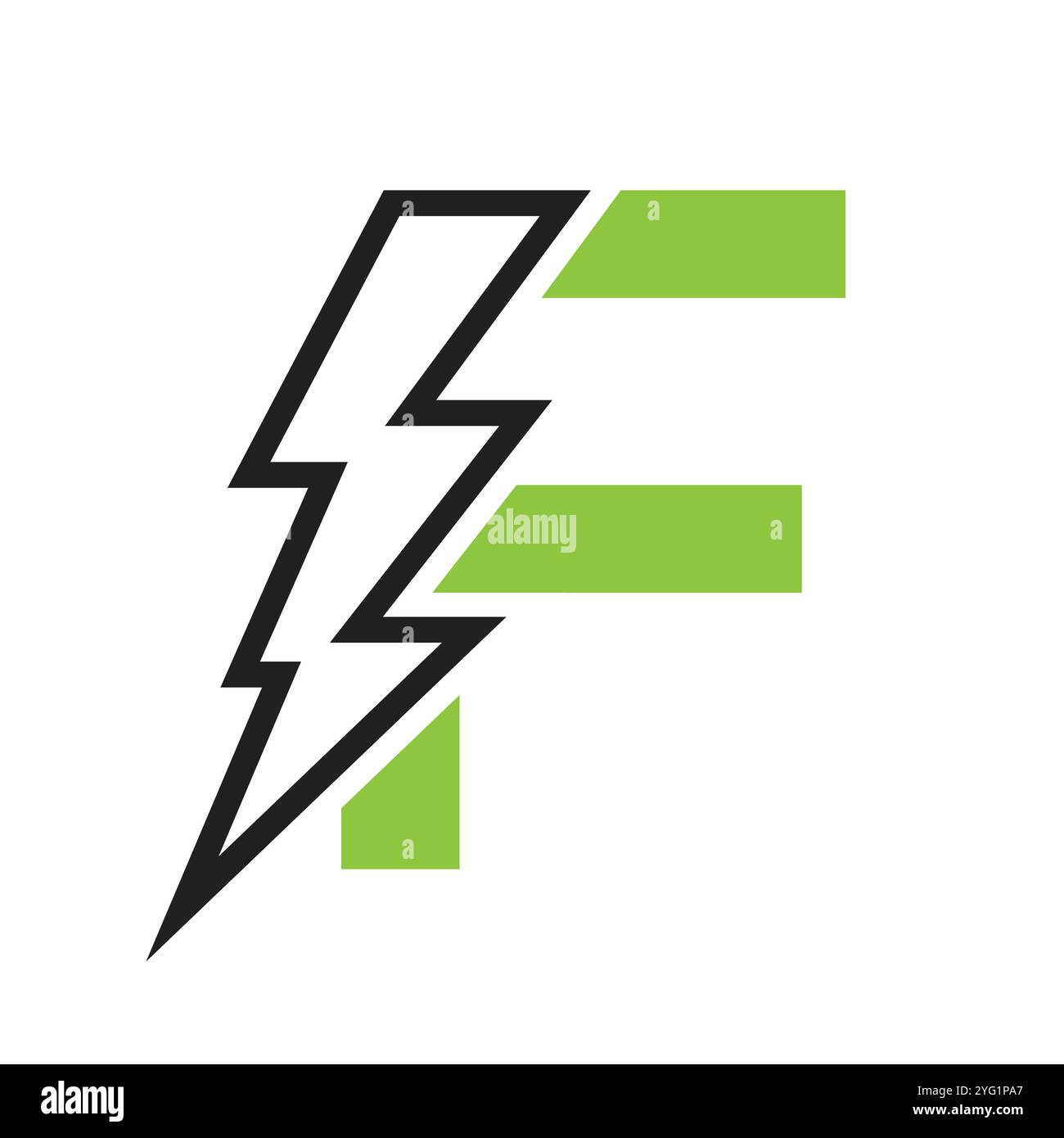 Lettre F pour combinaison de logo électrique avec l'icône Lightning Thunder Bolt. Design du logo Power Illustration de Vecteur