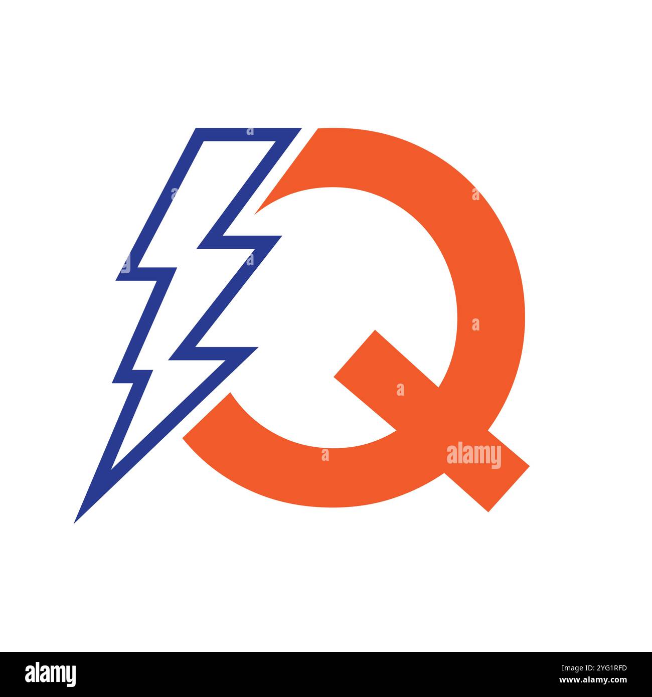 Lettre Q pour combinaison de logo électrique avec l'icône Lightning Thunder Bolt. Design du logo Power Illustration de Vecteur