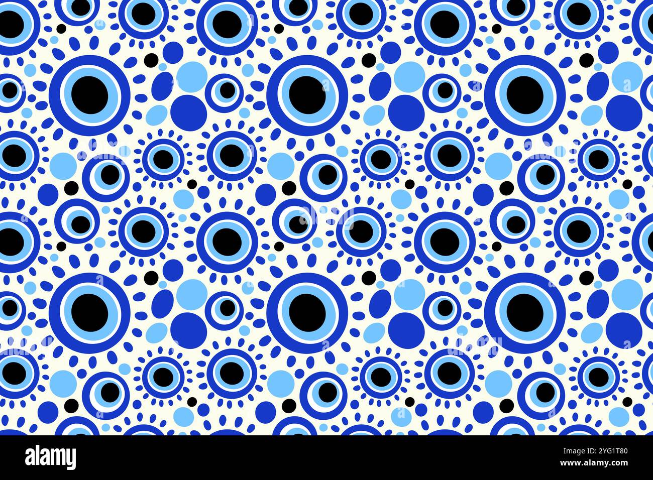 Motif turc mauvais oeil. Ornement grec fond sans couture avec des perles bleues. Amulette magique nazar. Symbole abstrait de l'énergie de chance et de la protection Illustration de Vecteur
