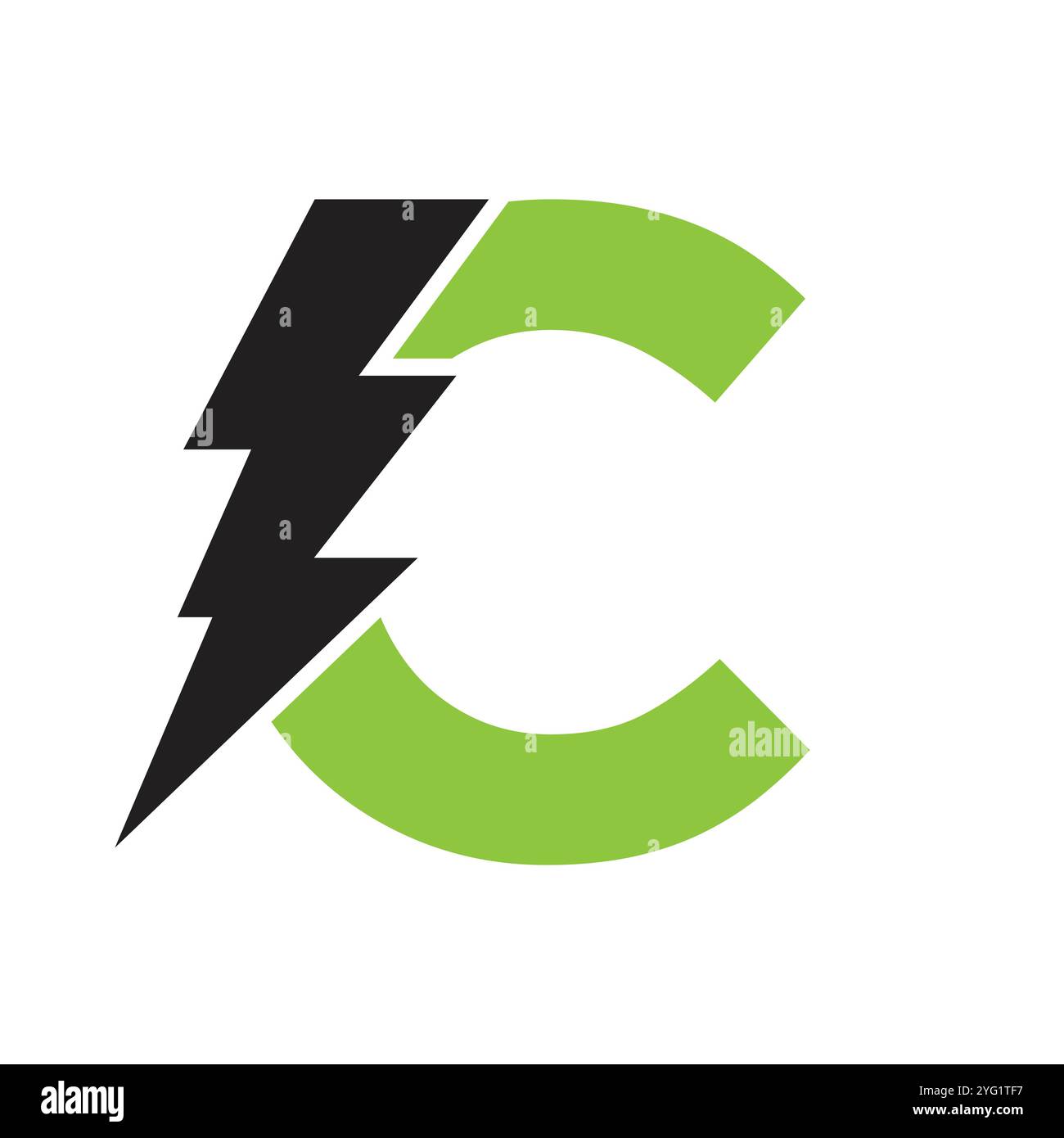 Lettre C pour combinaison de logo électrique avec l'icône Lightning Thunder Bolt. Design du logo Power Illustration de Vecteur