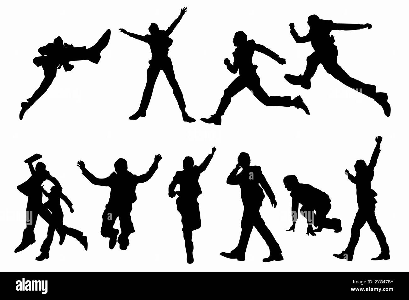 Silhouette de saut d'homme d'affaires Banque D'Images