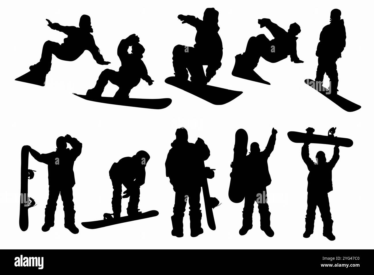 Silhouette de snowboard Banque D'Images