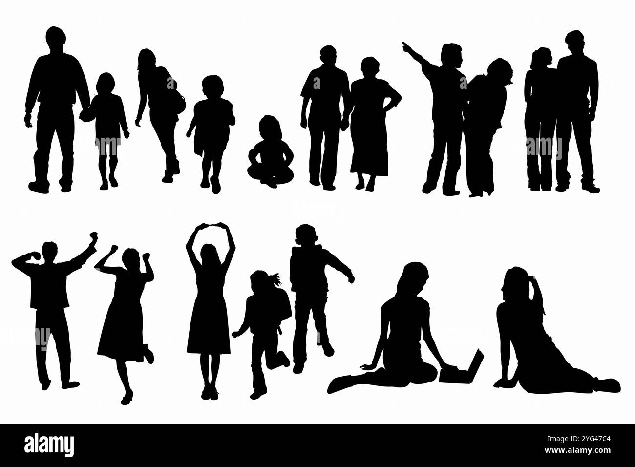 Silhouette de la famille Banque D'Images