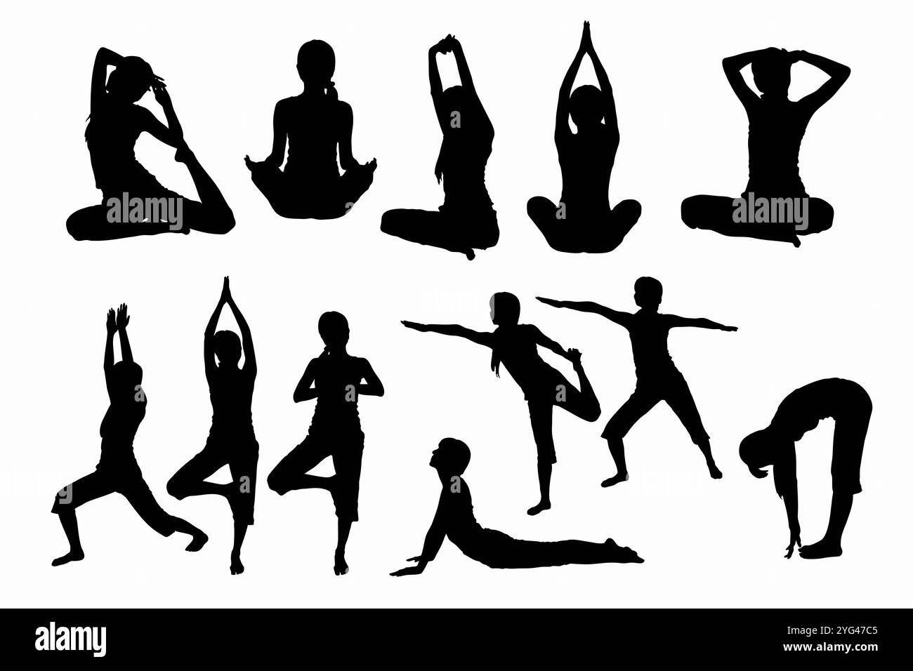 Silhouette de yoga Banque D'Images