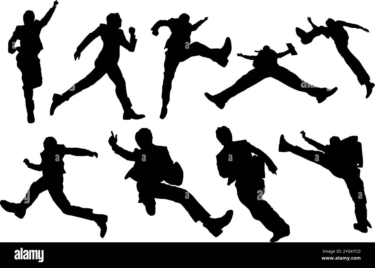 Silhouette de saut d'homme d'affaires Banque D'Images