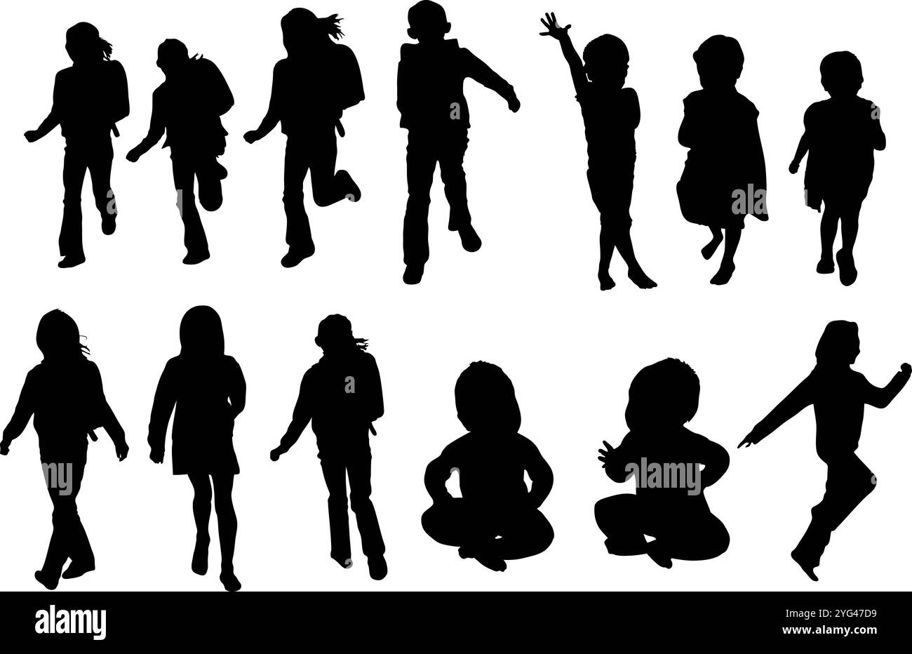 Silhouettes d'enfants Banque D'Images