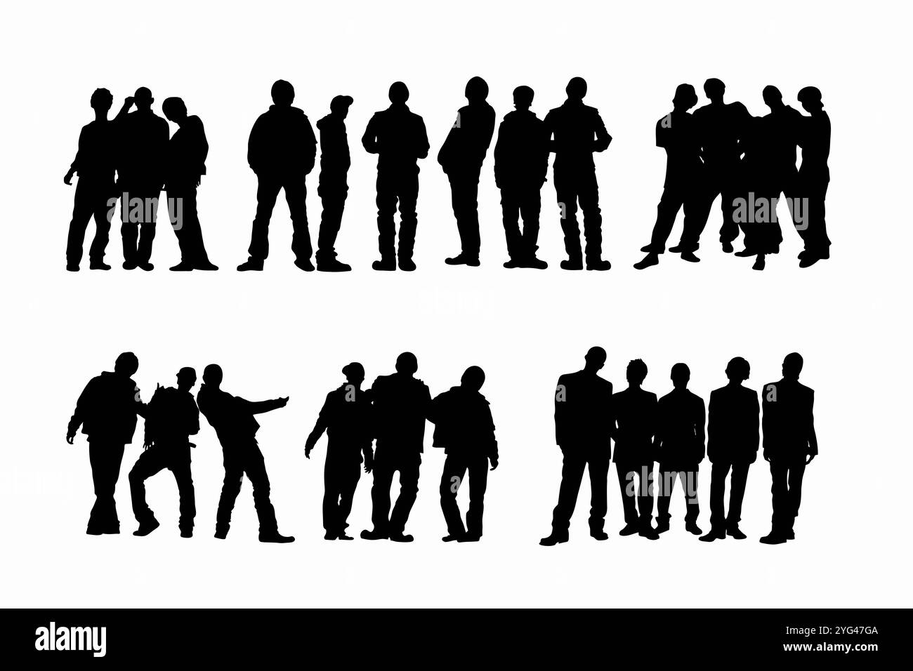 Les gens regroupent les silhouettes Banque D'Images