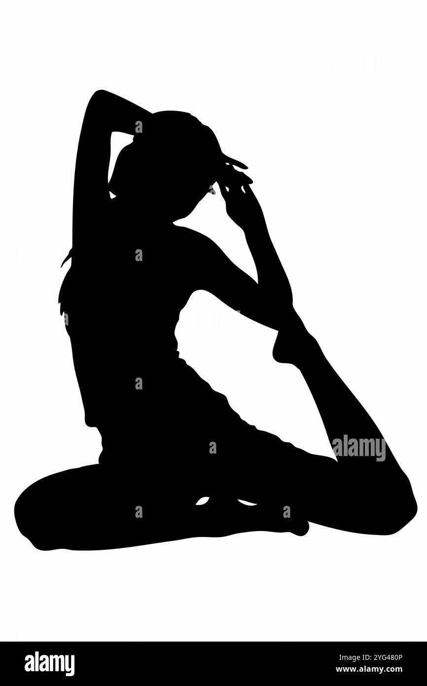 Silhouette de yoga Banque D'Images
