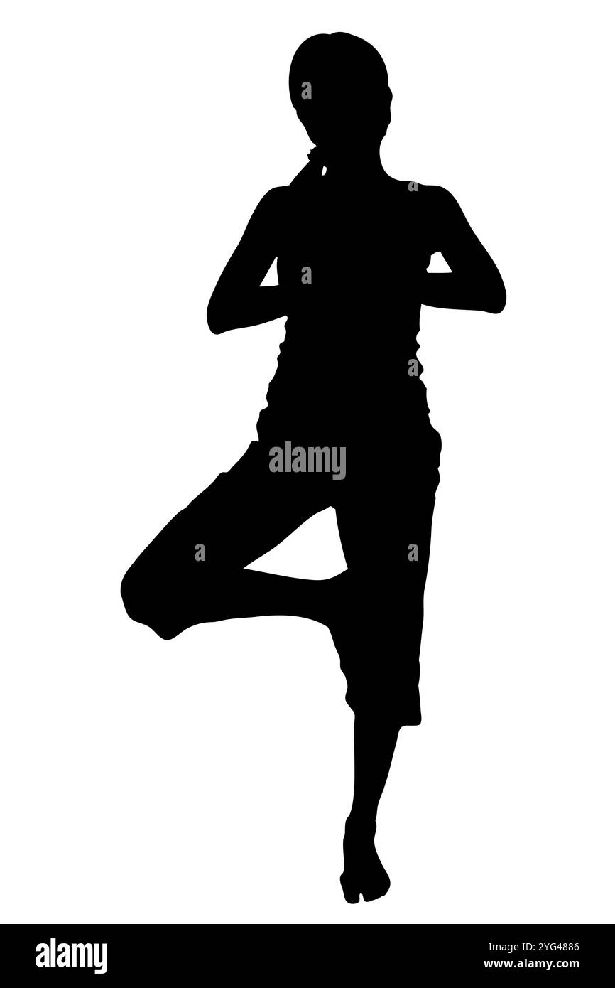 Silhouette de yoga Banque D'Images