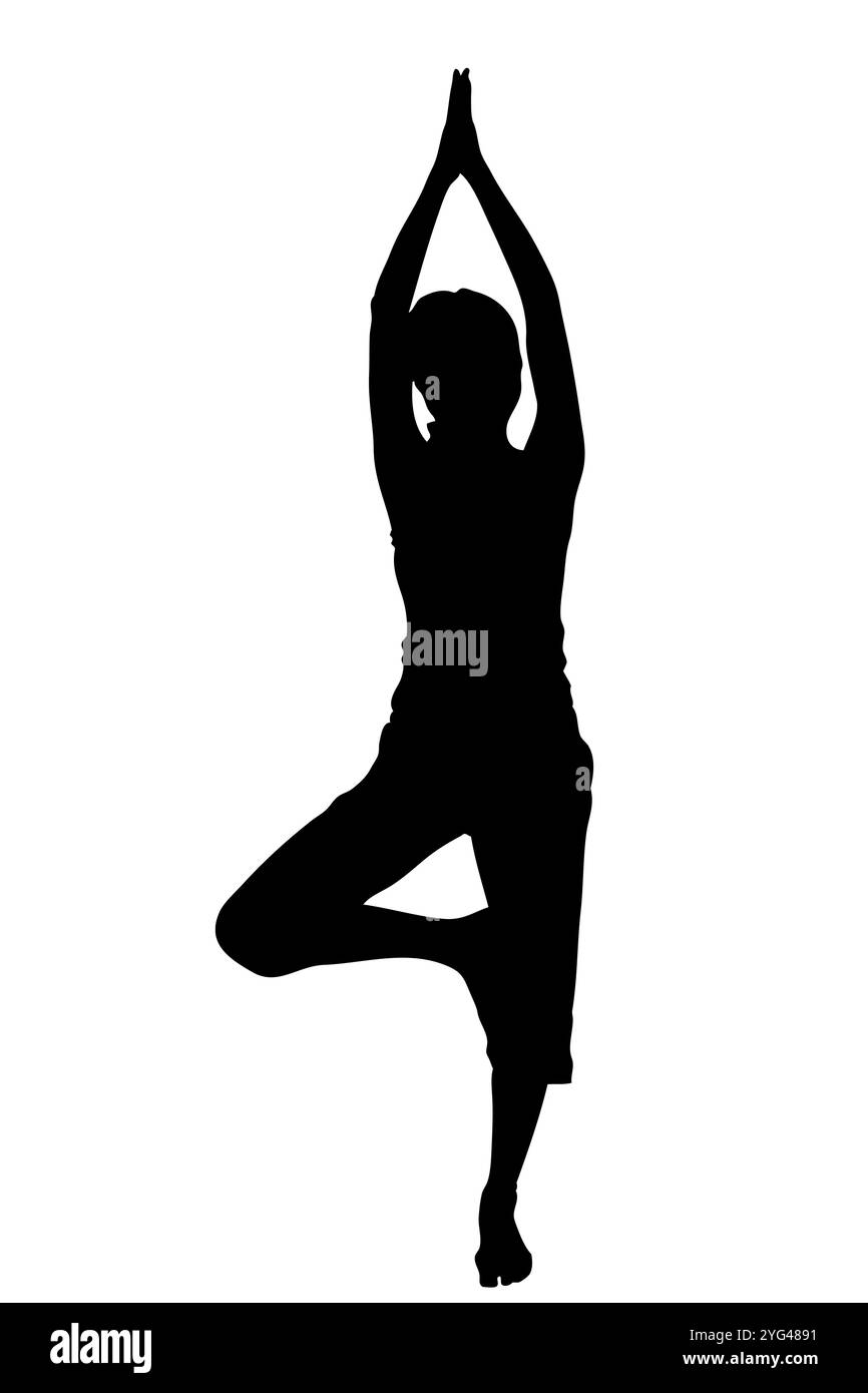 Silhouette de yoga Banque D'Images