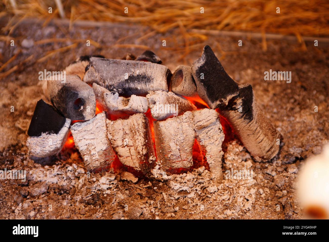 Feu de charbon de bois Banque D'Images