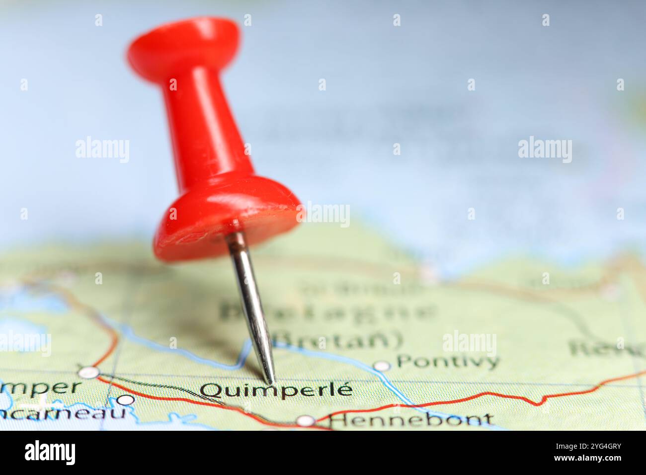 Quimperle, France épingler sur la carte Banque D'Images