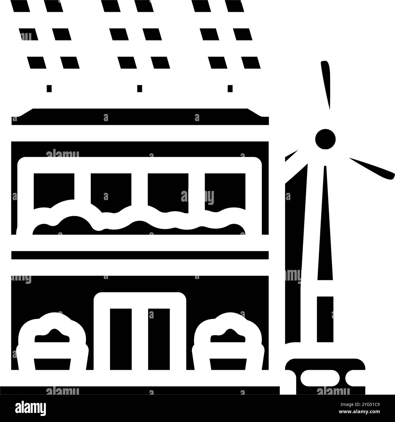 illustration vectorielle d'icône de glyphe de bâtiment vert d'intégration d'énergie renouvelable Illustration de Vecteur