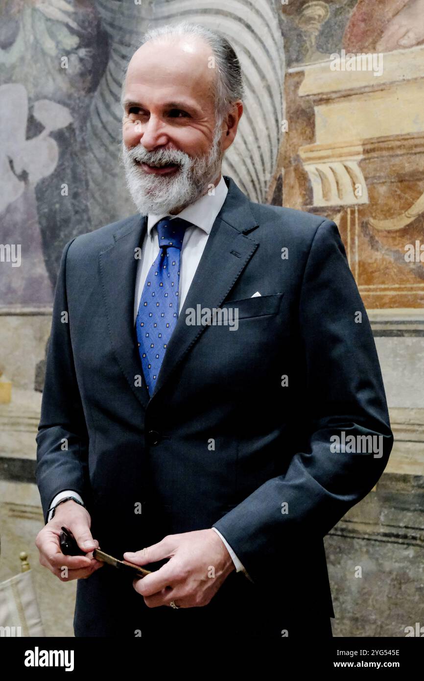 Roma, Italie. 06 novembre 2024. Giampaolo Rossi AD RAI in occasione del convegno ‘le sfide del Servizio Pubblico, ripensare il servizio radio televisivo nell'era digitale'. Senato a Roma, Mercoledì ; 06 novembre 2024 (foto Mauro Scrobogna/LaPresse) Giampaolo Rossi PDG de la RAI à l'occasion de la conférence "les défis de la fonction publique, repenser le service de radio et de télévision à l'ère numérique". Sénat à Rome - mercredi 06 novembre 2024. (Photo de Mauro Scrobogna/LaPresse) crédit : LaPresse/Alamy Live News Banque D'Images