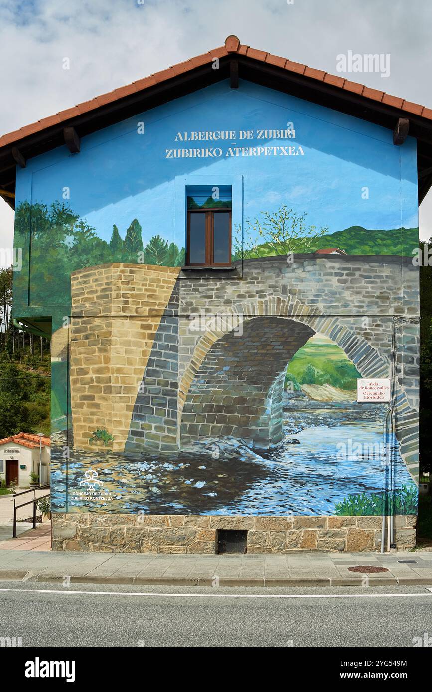 Albergue Municipal de Zubiri - Pilgrims Hostel sur le chemin de l'établissement James Banque D'Images