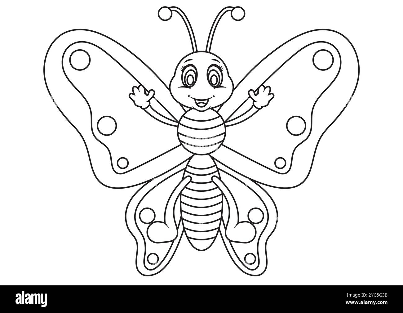 Design plat de vecteur papillon noir et blanc idéal pour les pages de coloriage Illustration de Vecteur