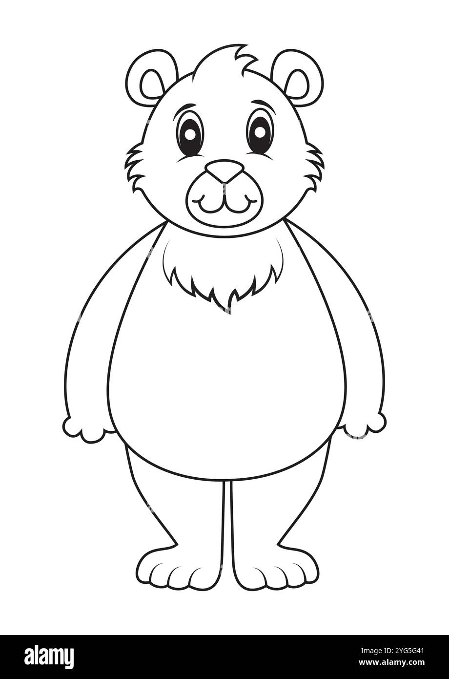 Noir et blanc dessin animé Bear Vector Designs, idéal pour les pages de coloriage, isolé sur fond blanc Illustration de Vecteur