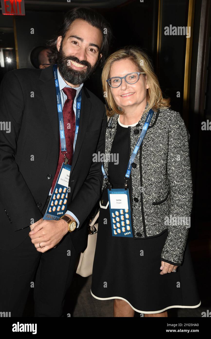 Telis Demos, Ianthe Dugan lors des Gerald Loeb Awards 2024 présentés par UCLA Anderson, qui se sont tenus à la Rainbow Room à New York City, New York, USA, jeudi 10 octobre 2024. Crédit : Jennifer Graylock-Graylock.com Banque D'Images