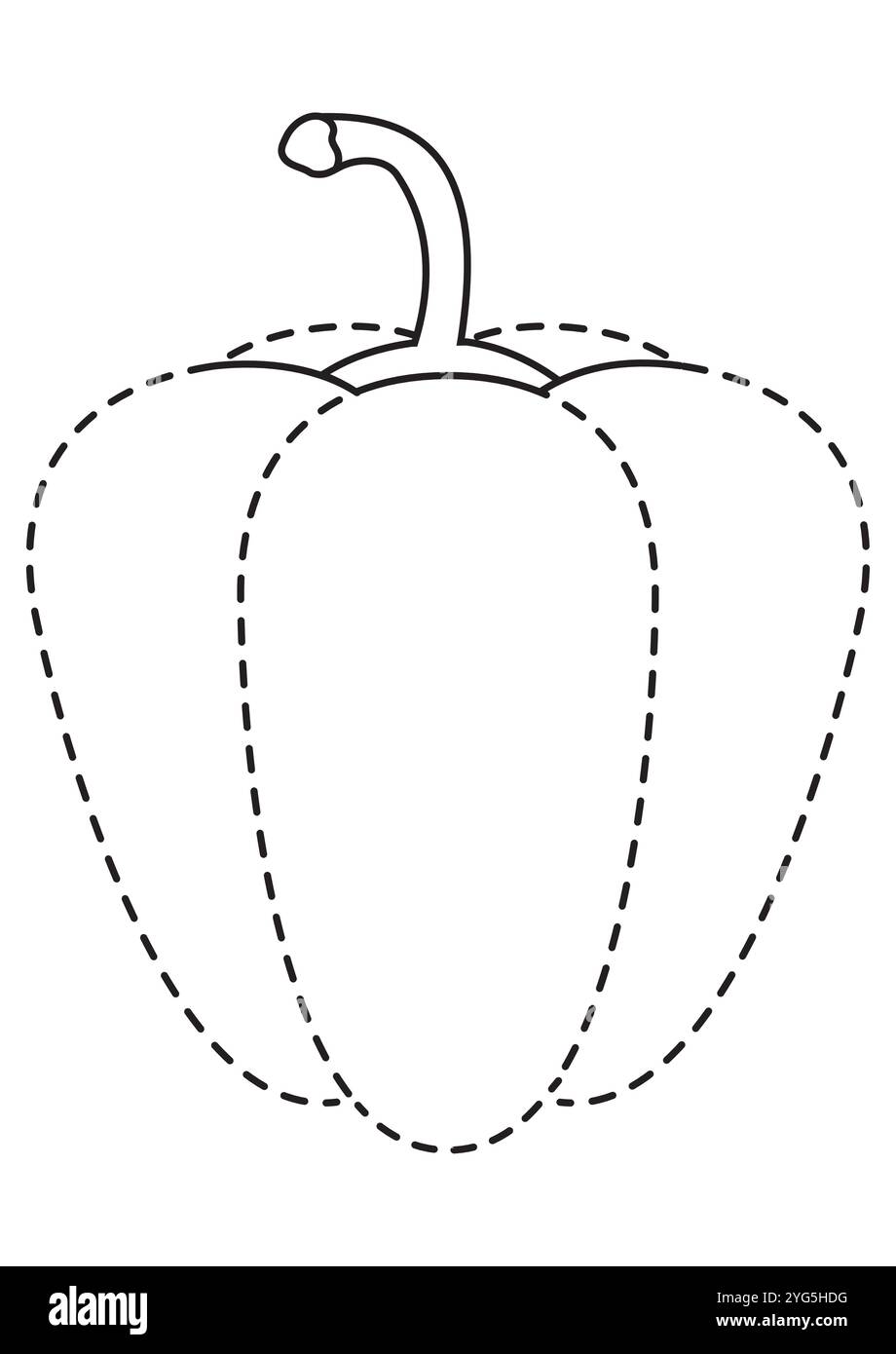 Noir et blanc pointillés Pepper Vector Flat Designs, parfait pour les pages à colorier et inspirant l'imagination des enfants, isolé sur fond blanc Illustration de Vecteur