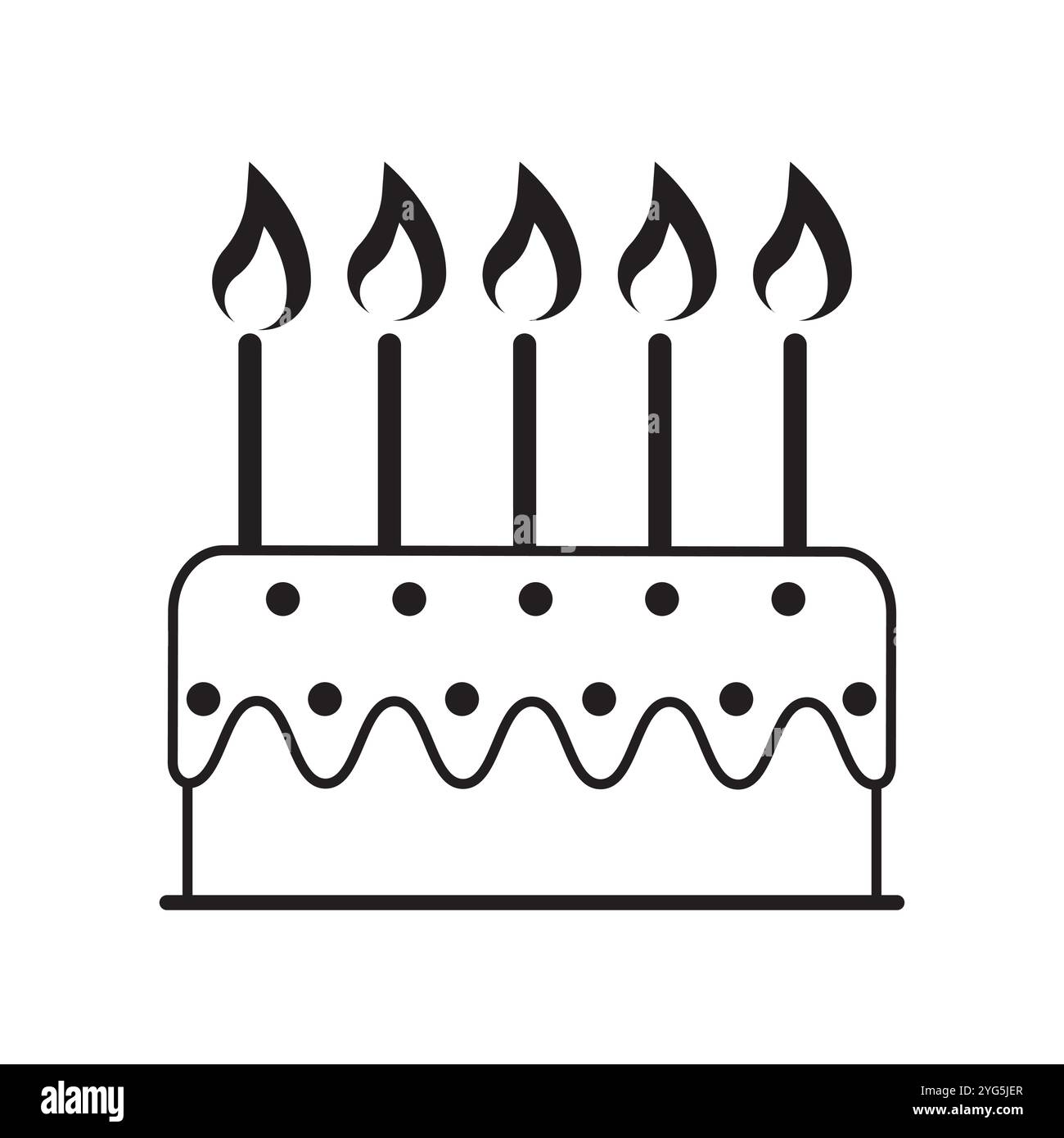 Symbole de gâteau avec le dessin plat de vecteur de bougies isolé sur fond blanc Illustration de Vecteur