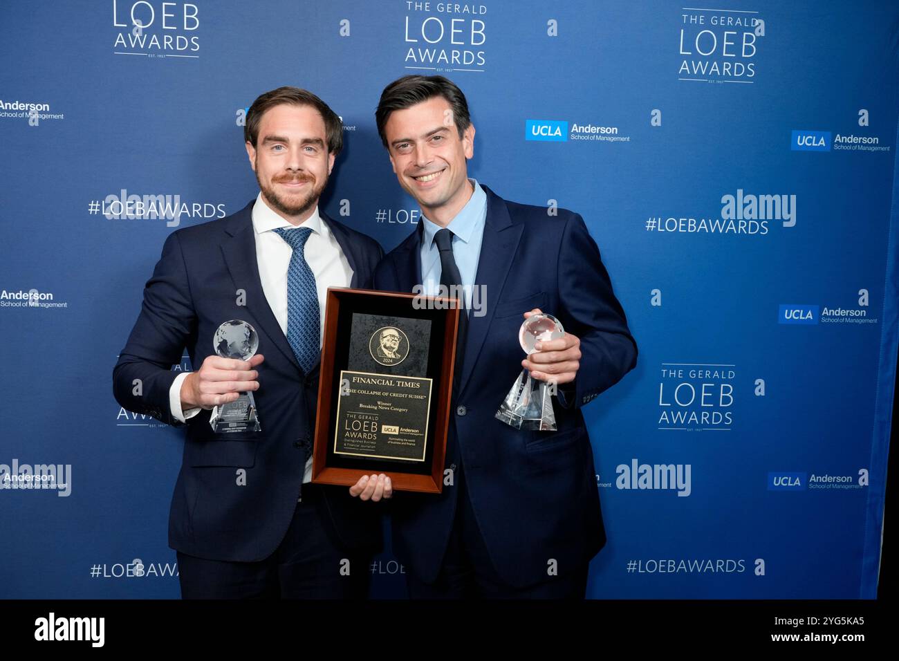 LAURÉAT DU Financial Times, Stephen Morris, James Fontanella-Khan lors des Gerald Loeb Awards 2024 présentés par UCLA Anderson, qui se sont tenus à la Rainbow Room à New York, New York, États-Unis, le jeudi 10 octobre 2024. Crédit : Jennifer Graylock-Graylock.com Banque D'Images