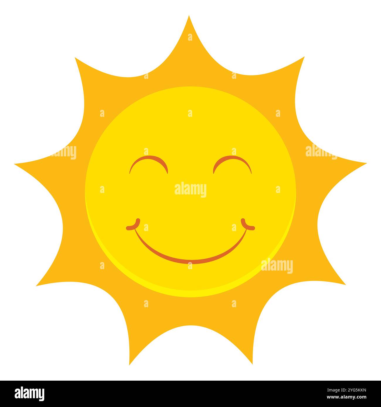 Conception plate de vecteur de soleil souriant isolée sur fond blanc Illustration de Vecteur