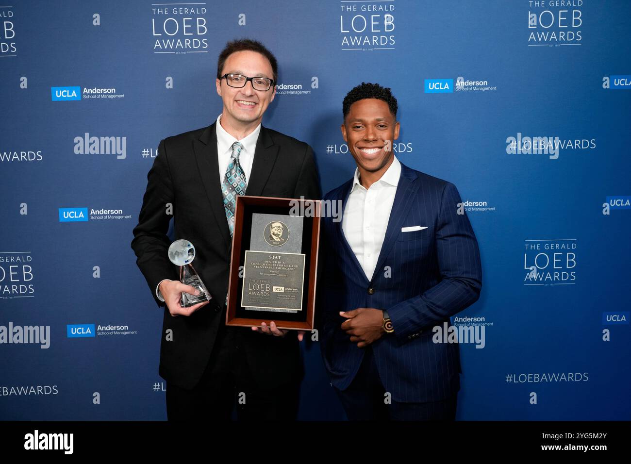 Bob Herman, STAT, LAURÉAT, Jarred Hill lors des Gerald Loeb Awards 2024 présentés par UCLA Anderson, qui se sont tenus à la Rainbow Room à New York City, New York, USA, jeudi 10 octobre 2024. Crédit : Jennifer Graylock-Graylock.com Banque D'Images