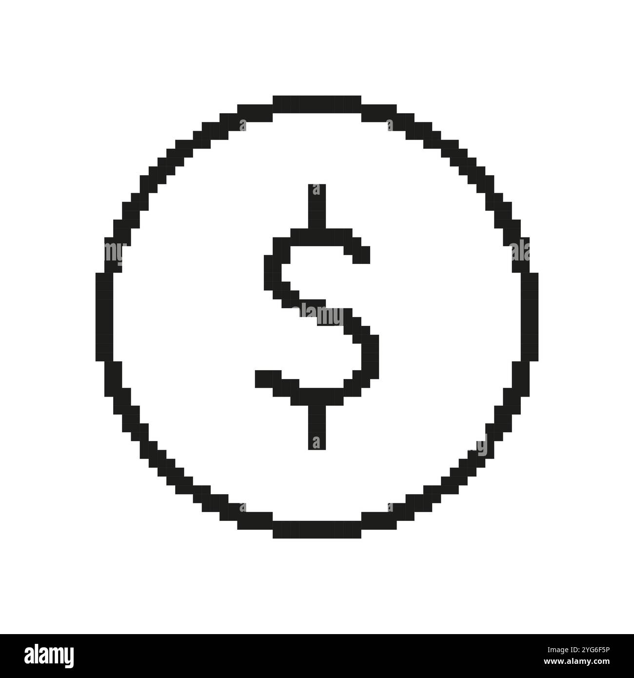 Icône de ligne d'art dollar Pixel. Monnaie mondiale, Finance, signe de l'économie numérique. Concept de jeu vidéo 8 bits. Illustration vectorielle isolée Illustration de Vecteur