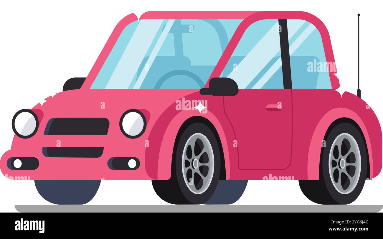 Mettant l'accent sur la sécurité routière à travers l'illustration, une voiture rose avec des vitres brisées et une carrosserie bosselée met en valeur les conséquences d'un accident de voiture Illustration de Vecteur