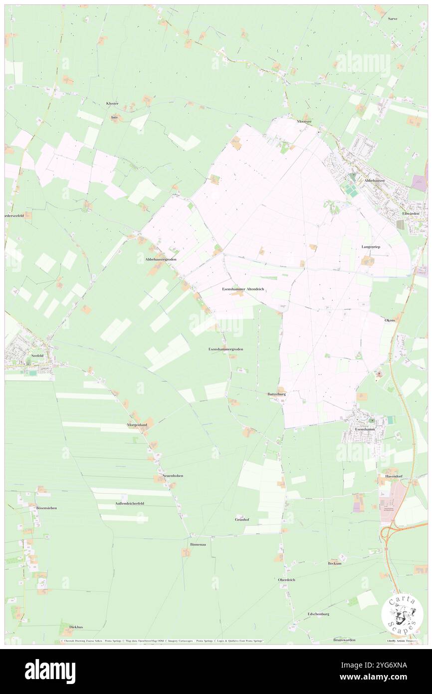 Esenshammergroden, DE, Allemagne, basse-Saxe, N 53 27' 46'', N 8 24' 10'', carte, Carthascapes carte publiée en 2024. Explorez Cartascapes, une carte qui révèle la diversité des paysages, des cultures et des écosystèmes de la Terre. Voyage à travers le temps et l'espace, découvrir l'interconnexion du passé, du présent et de l'avenir de notre planète. Banque D'Images