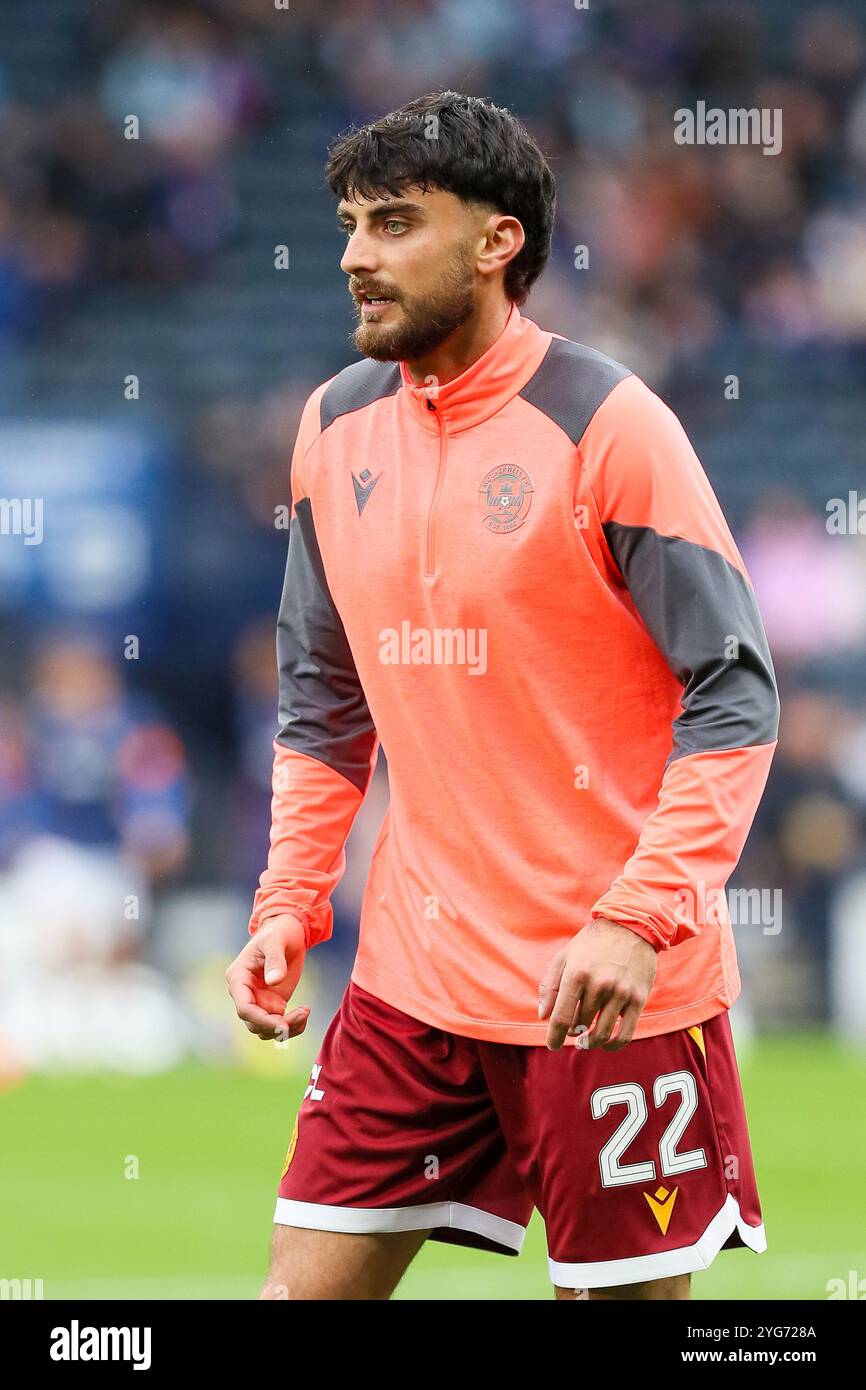 JOHNNY KOUTROUMBIS, footballeur professionnel, joue actuellement avec Motherwell FC, un club écossais de premier rang. Banque D'Images