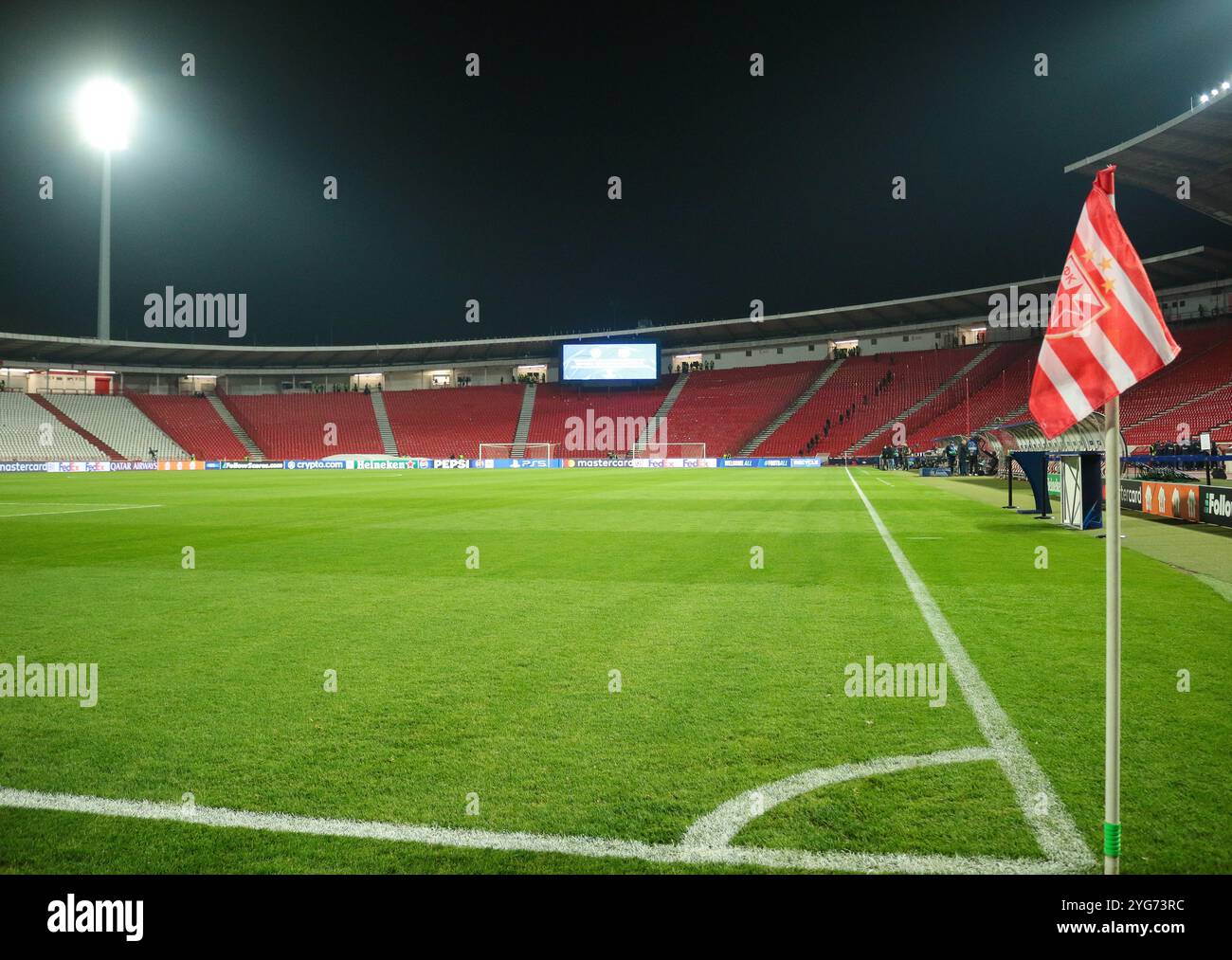 Belgrade, Serbie. 6 novembre 2024. Vue générale du stade Rajko Mitic avant le match MD4 de la Ligue des champions de l'UEFA phase 2024/25 entre le FK Crvena Zvezda et le FC Barcelone au stade Rajko Mitic le 06 novembre 2024. Crédit : Dimitrije Vasiljevic/Alamy Live News Banque D'Images