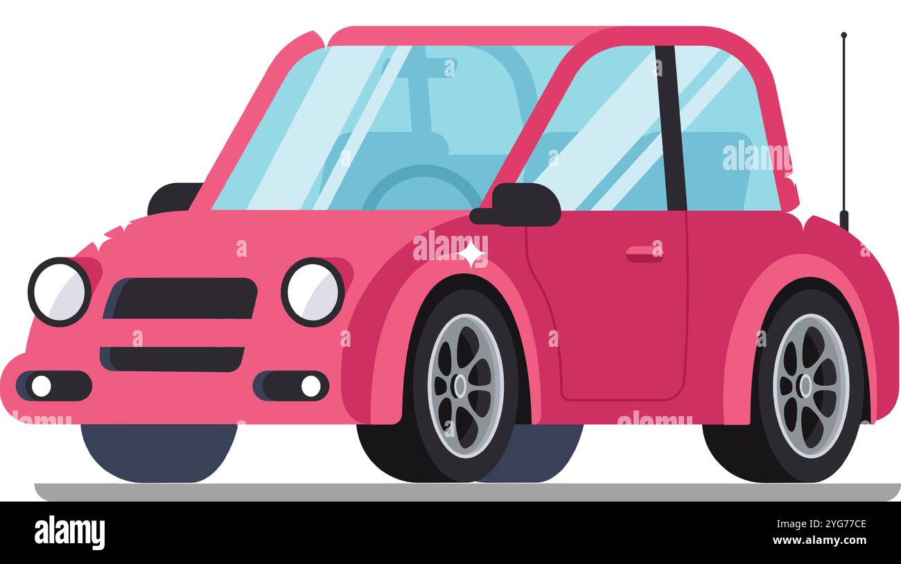 Mettant l'accent sur la sécurité routière à travers l'illustration, une voiture rose avec des vitres brisées et une carrosserie bosselée met en valeur les conséquences d'un accident de voiture Illustration de Vecteur