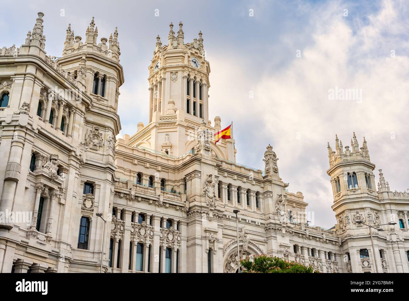Détail de l'architecture de l'Hôtel de ville de Madrid, au centre de la capitale Madrid. Banque D'Images