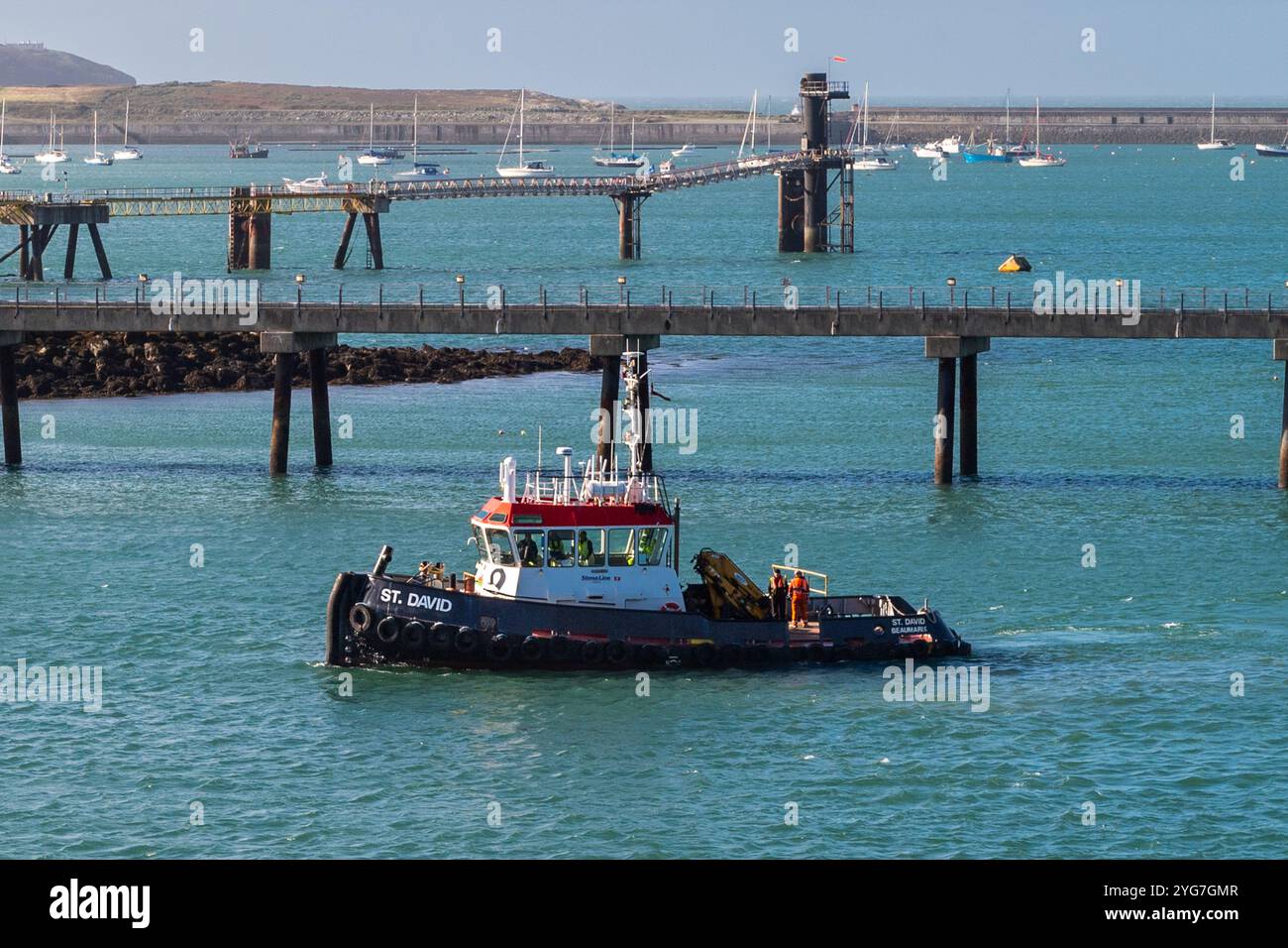 Holyhead Port Tug 'créé David' à Holyhead, North Wales, UK. Banque D'Images