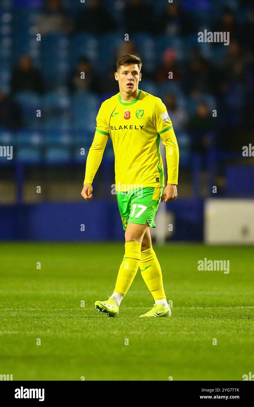 Hillsborough Stadium, Sheffield, Angleterre - 5 novembre 2024 Ante Crnac (17) de Norwich City - pendant le match Sheffield Wednesday v Norwich City, EFL Championship, 2024/25, Hillsborough Stadium, Sheffield, Angleterre - 5 novembre 2024 crédit : Arthur Haigh/WhiteRosePhotos/Alamy Live News Banque D'Images