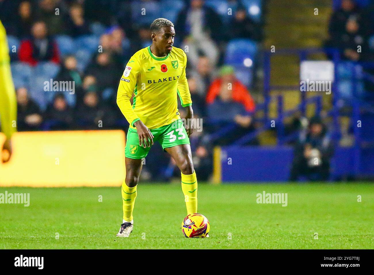 Hillsborough Stadium, Sheffield, Angleterre - 5 novembre 2024 Jose Cordoba (33) de Norwich City - pendant le match Sheffield Wednesday v Norwich City, EFL Championship, 2024/25, Hillsborough Stadium, Sheffield, Angleterre - 5 novembre 2024 crédit : Arthur Haigh/WhiteRosePhotos/Alamy Live News Banque D'Images