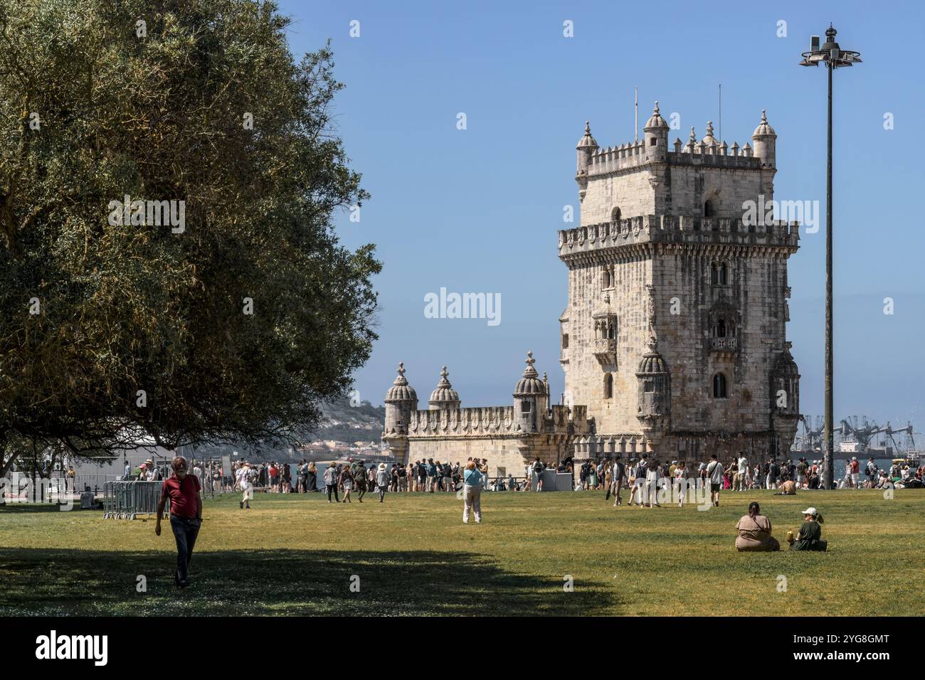 Vue extérieure de la façade de la Tour de Belém, XVIe siècle, style manuélin, ancienne construction militaire, ville de Lisbonne, capitale du Portugal. Banque D'Images