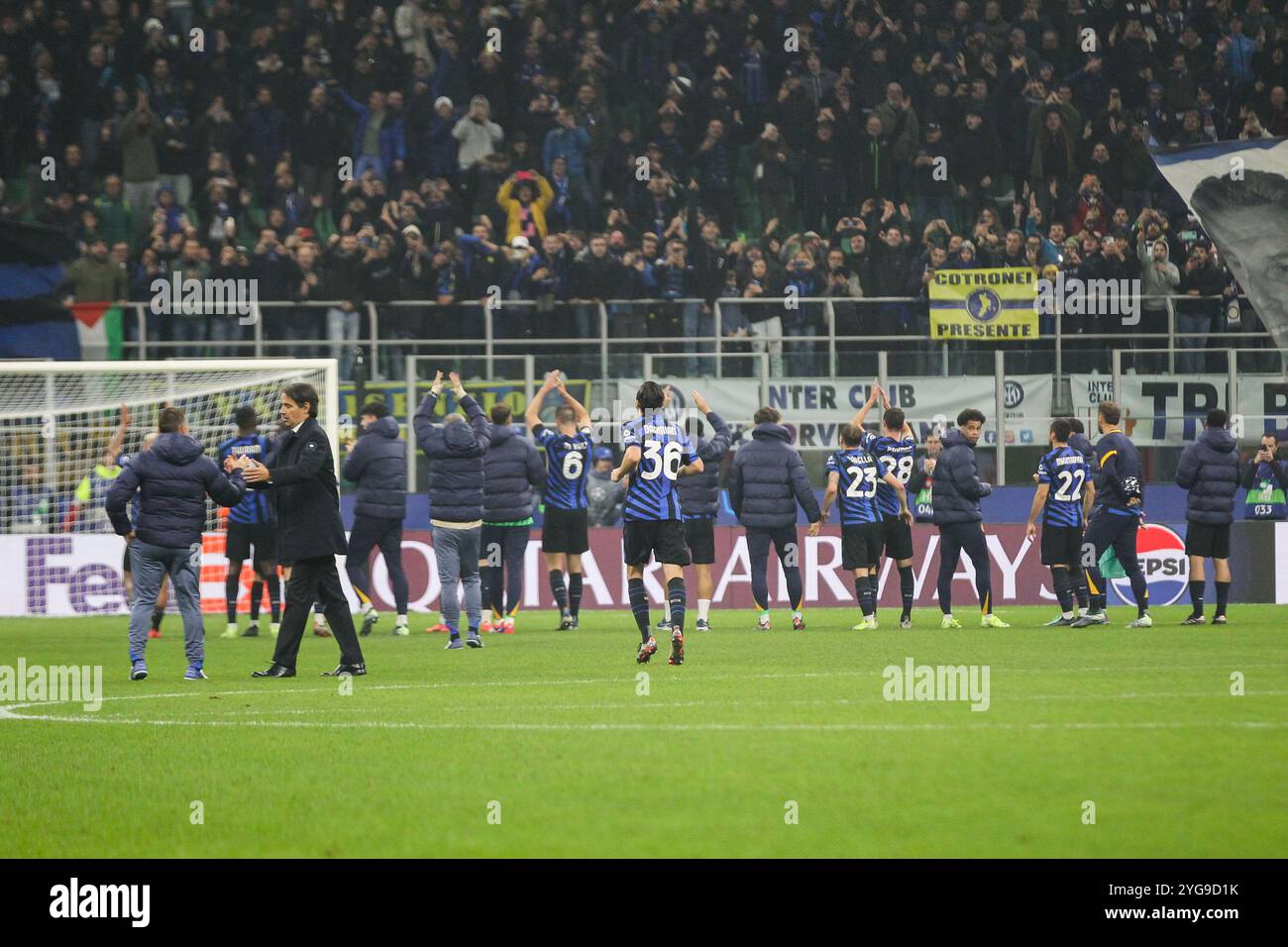 Le FC Internazionale célèbre, UEFA Champions League - FC Internazionale vs Arsenal FC, Journée 4 2024-25 match San Siro Stadium Milano, Italie, 06.11.2024.photo de Marius Bunduc/LiveMedia Banque D'Images